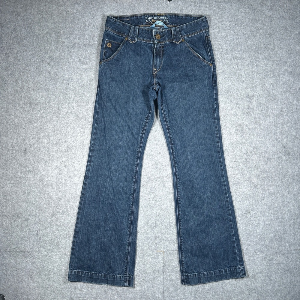 Levi Strauss denim trouser‎ womens 8 Blue Medium Wash Flared wide leg Casual